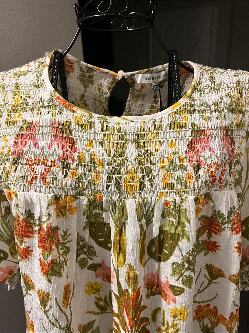 Rose & Olive White Floral Smocked Peasant Blouse - Picture 3 of 9